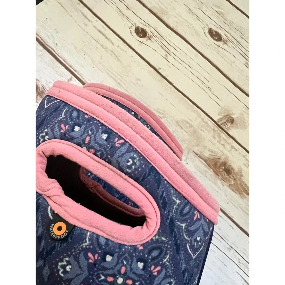 Bogs Classic Folkwood Waterproof Insulated Boots Navy Pink Youth 3 Women 5